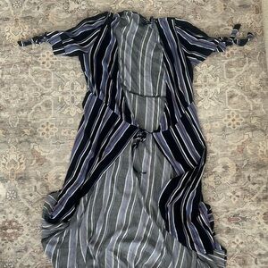 Forever 21 Navy and Gray Striped Maxi Dress